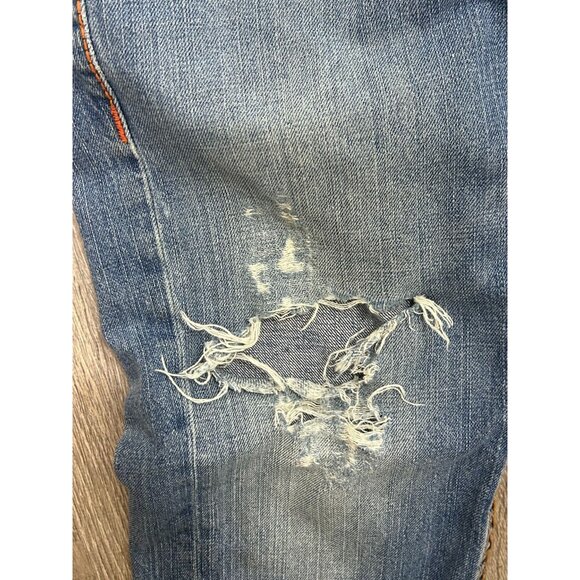 True Religion Jeans  Men's Size 33 Flare Distressed Outdoor Denim Blue - Picture 5 of 10